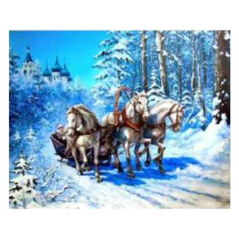 Horses with sleds  40x30 cm