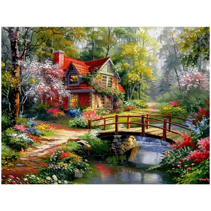 Kaunis maja metsas 30x40 cm
