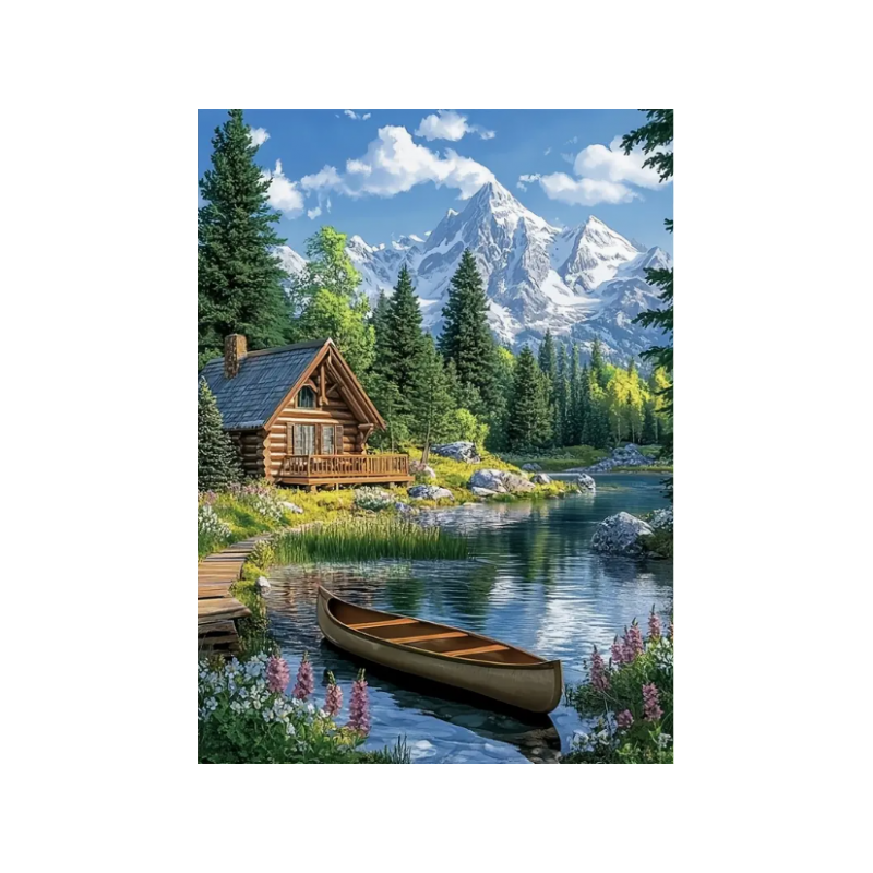 Māja upes krastā 30x40 cm