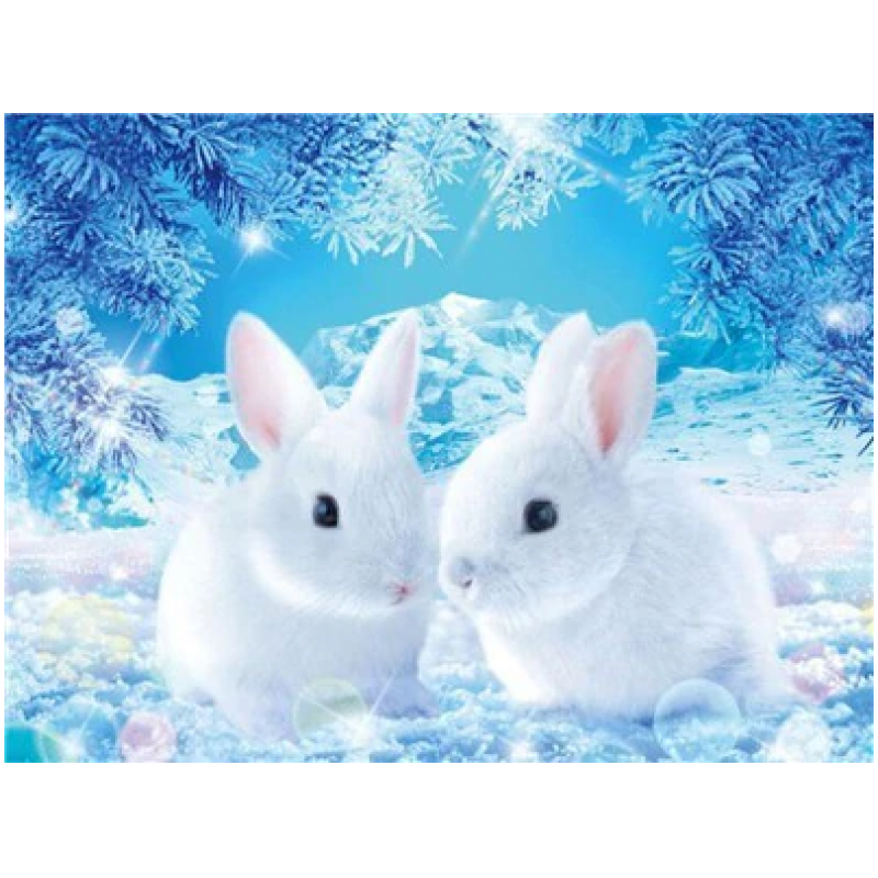 White bunnies 30x40 cm