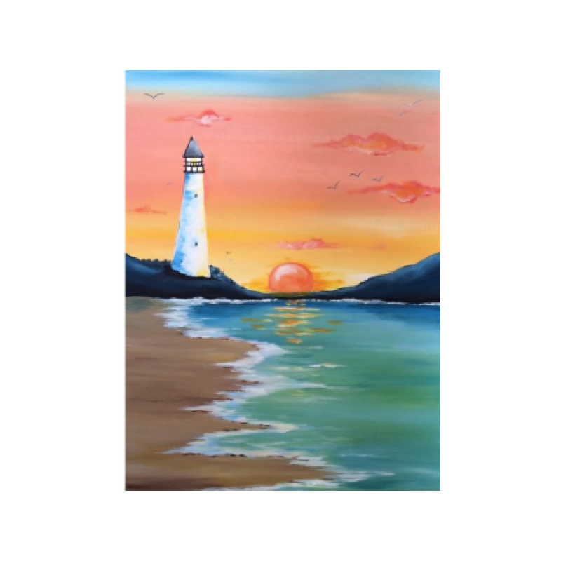 Lighthouse by the Beach 30x40 cm