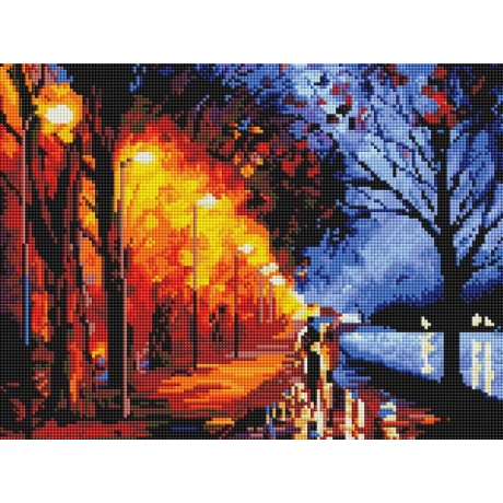 Autumn street- with frame 30x40 cm