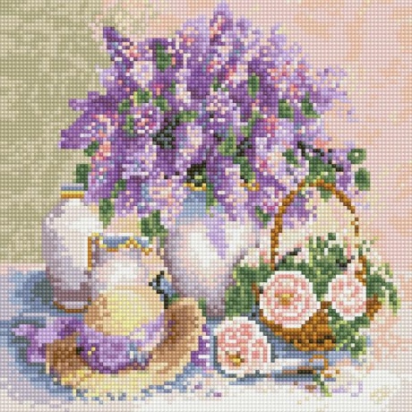 Lilacs in a vase -  with frame 30x30 cm