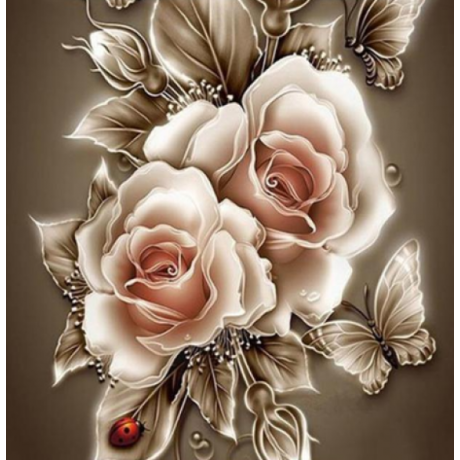 Roses with butterflies 35x35 cm