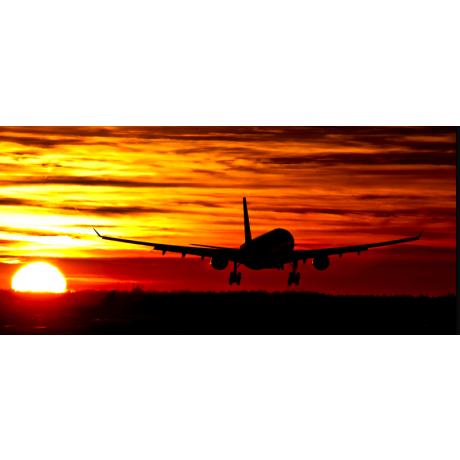 Lennuk Päikeseloojangul 40x30