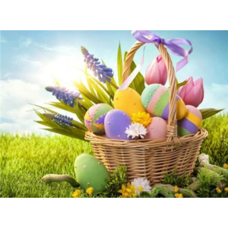 Easter eggs in basket 30x40 cm