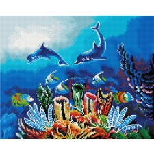 Dolphins - with frame 40x50 cm