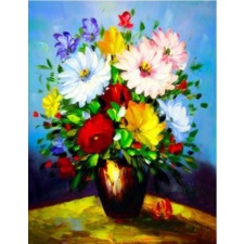 Įvairiaspalvės gėlės vazoje 30x40 cm